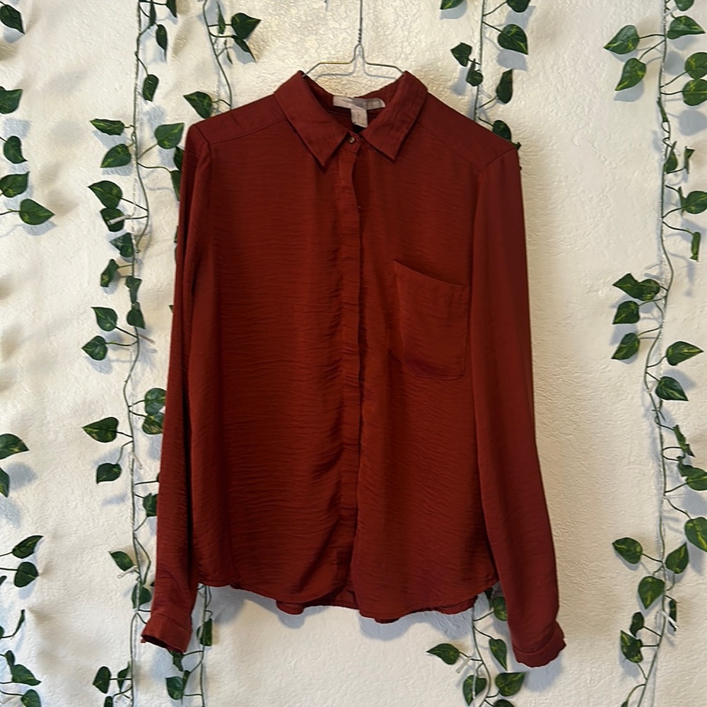 Burnt orange forever 21 button up with cute gold embellishments.